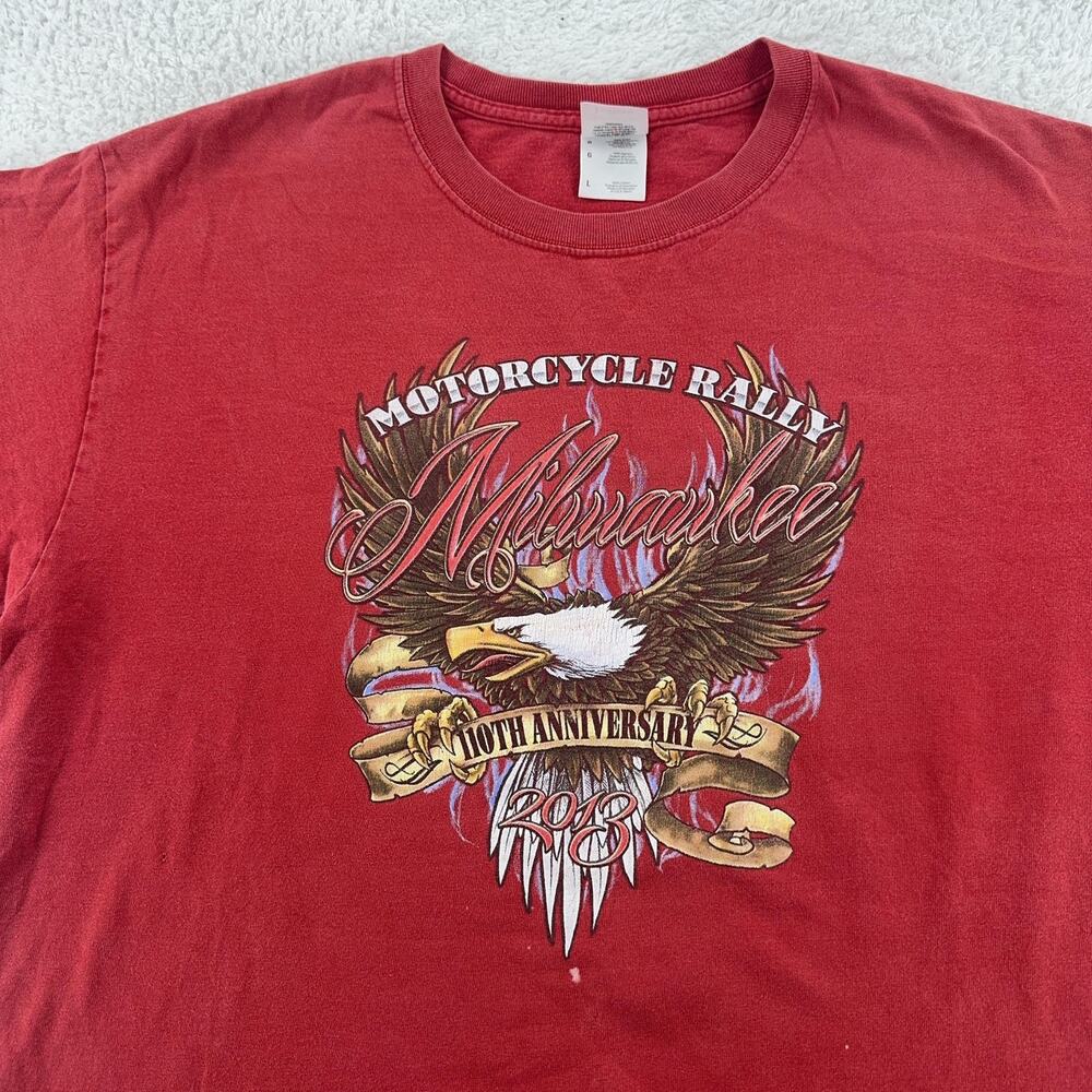 Vintage Milwaukee Motorcycle Rally Shirt Mens Large 2003 100th Anniversary Eagle